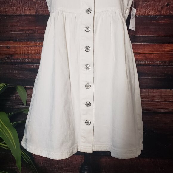 NWT American Eagle Outfitters Large White Denim Overall Dress Button Up Pockets - Picture 5 of 10